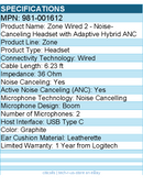 Logitech 981-001612 Zone Wired 2 - Noise-Canceling Headset - Graphite