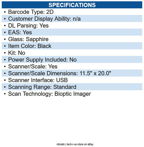 Datalogic 98202030121-003054 Magellan 9800i In-counter Barcode Scanner Scale