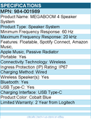 Logitech 984-001989 Ultimate Ears - Waterproof Bluetooth Speaker - Cobalt Blue