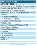 Logitech 984-002015 UE MINIROLL Ultra-Portable Waterproof Bluetooth Speaker