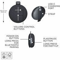 Logitech 984-002015 UE MINIROLL Ultra-Portable Waterproof Bluetooth Speaker