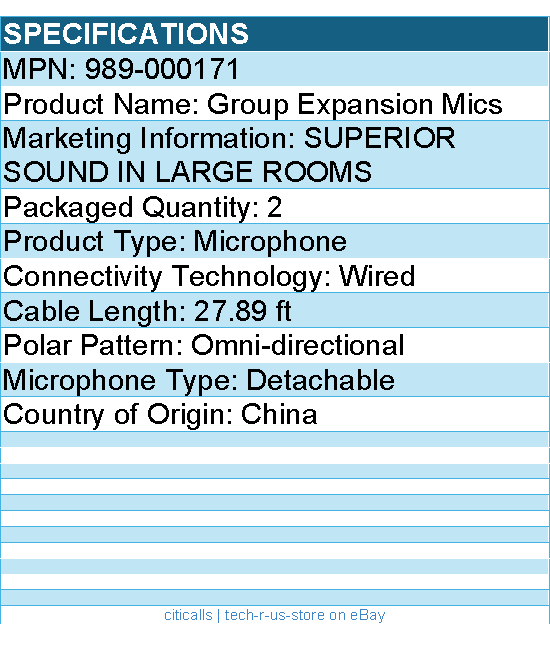 Logitech 989-000171 Wired Microphone - Omni-directional - Detachable