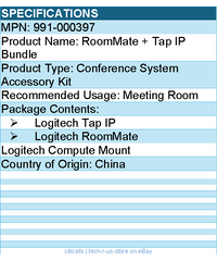 Logitech 991-000397 RoomMate & Tap IP - Appliance Bundle (no AV) for Video Rooms
