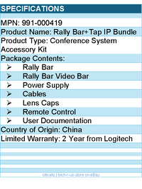 Logitech 991-000419 Rally Bar + Tap IP Graphite Bundle for Video Meeting Rooms