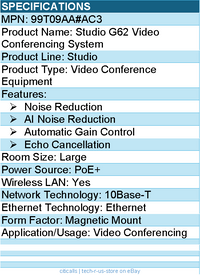 HP Poly 99T09AA#AC3 Studio G62 Video Conferencing System - PoE+