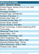 HP 9D9S0UT#ABA 527pq 27" Class WQHD LED Monitor - 16:9 - Black