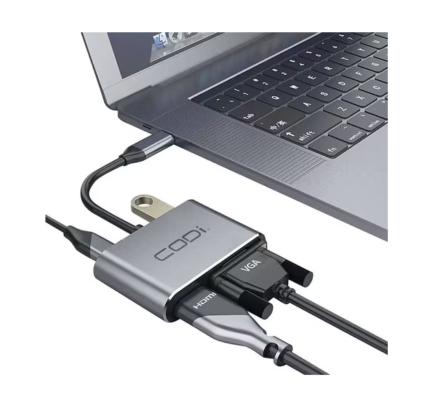 CODi A01063M 4-In-1 USB-C Display Adapter - (HDMI, VGA, USB-C PD, USB-A 3.0)