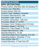 HP 9P2X0ATABA Elite Mini 800 G9 Desktop Computer - Intel Core i7 12th Gen