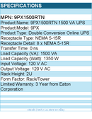 Eaton 9PX1500RTN 9PX 1500VA 1350W 120V Online Double-Conversion UPS - Rack/Tower