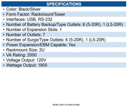 Eaton 9PX2000RTN-L 9PX 6-Output Lithium Ion UPS, 2000VA, 1800W, 2U RS