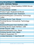 HP 9SR36UT#ABA Wired Desktop 320MK Mouse and Keyboard - Black