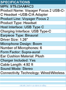 HP Poly 9T9J3AA#AC3 Voyager Focus 2 USB-C-C Headset +USB-C/A Adapter - 4.92 ft
