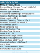 HP Poly 9T9J3AA#AC3 Voyager Focus 2 USB-C-C Headset +USB-C/A Adapter