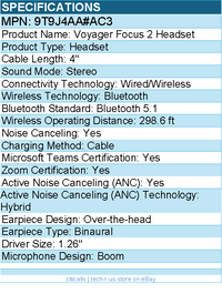 HP Poly 9T9J4AA#AC3 Voyager Focus 2 Microsoft Teams Certified USB-C-C Headset