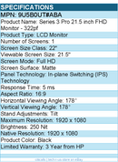 HP 9U5B0UT#ABA 322pf 22" Class Full HD LCD Monitor - 16:9 - Black