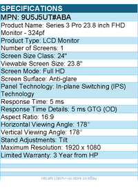 HP 9U5J5UT#ABA 324pf 24" Class Full HD LCD Monitor - 16:9 - Black