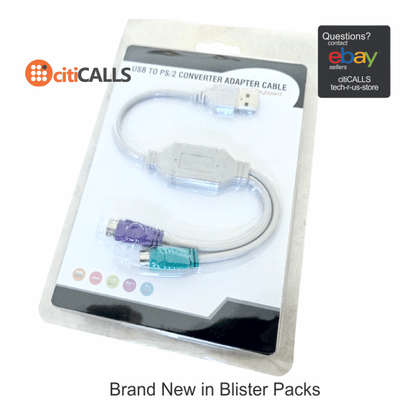 CHN LOT 3 USB to Dual A-USB2PS2 PS/2 PS2 Adapter for Mouse/Keyboard to USB Port