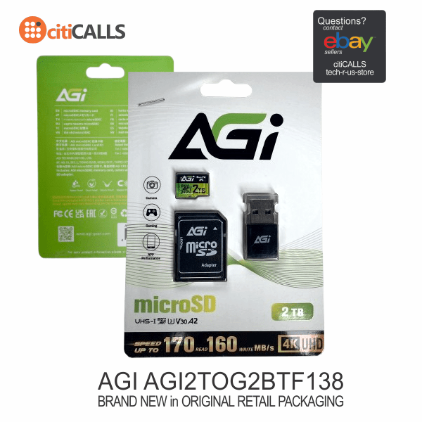 AGi AGI2T0G2BTF138 2TB TF138 UHS-I U3 V30 A2 MicroSD SD 6.1 Retail