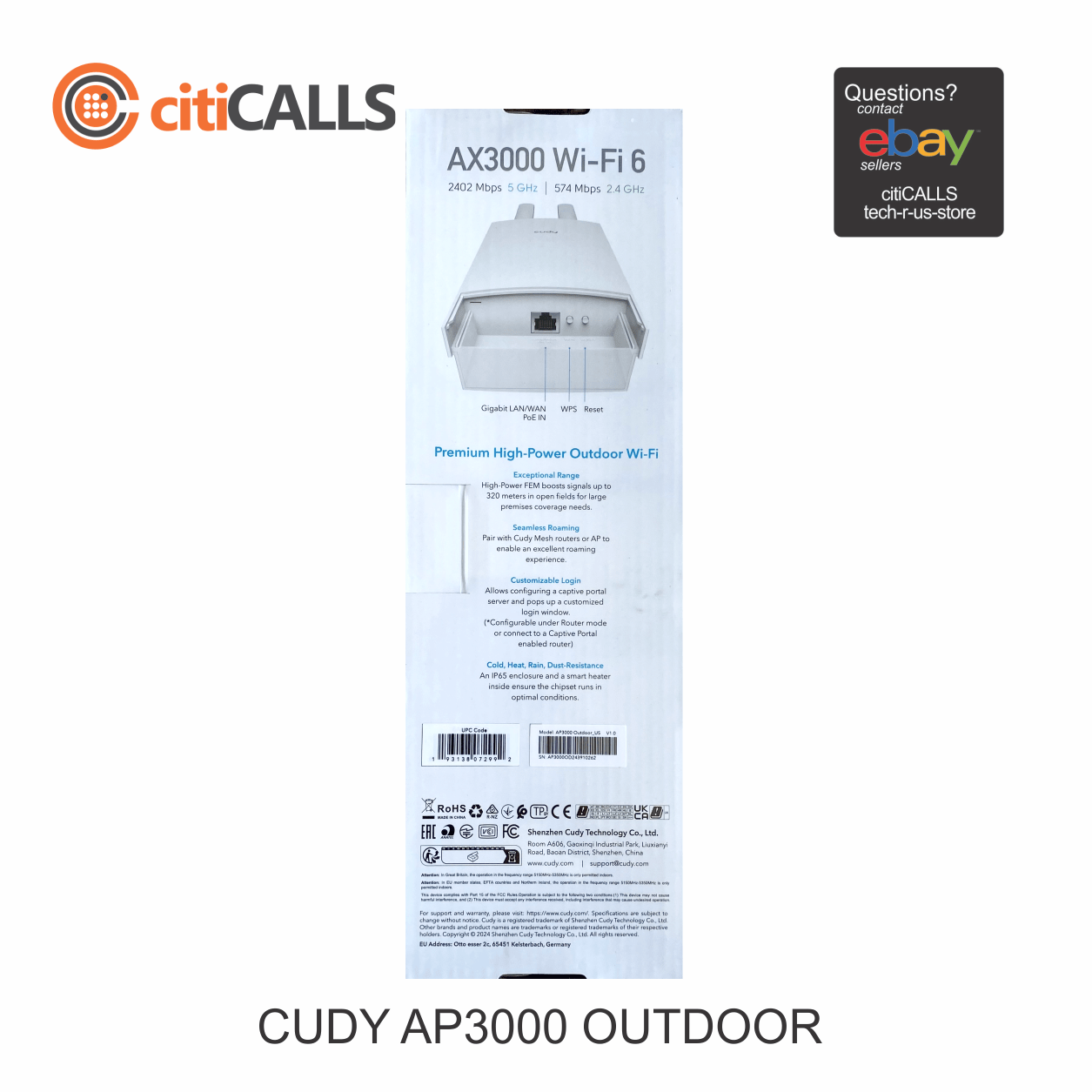 Cudy AP3000 Outdoor AX3000 High Power WiFi 6 Gigabit Outdoor Access Point
