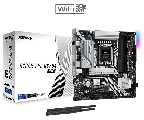 ASRock B760M Pro RS/D4 WiFi Motherboard - microATX -LGA1700 Socket -B760 Chipset