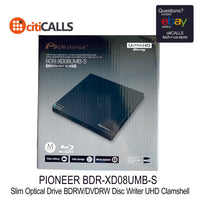 Pioneer BDR-XD08UMB-S Slim BDRW DVDRW Blu-Ray Disc Writer UHD Clamshell Black