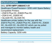 Zebra BTRY-MPP-34MAHC1-01 Healthcare Spare Smart Battery 3250 mAH - For Mobile