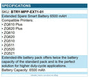 Zebra BTRY-MPP-EXT1-01 Battery for POS Printer, Scanner, Mobile Printer 6500 mAh