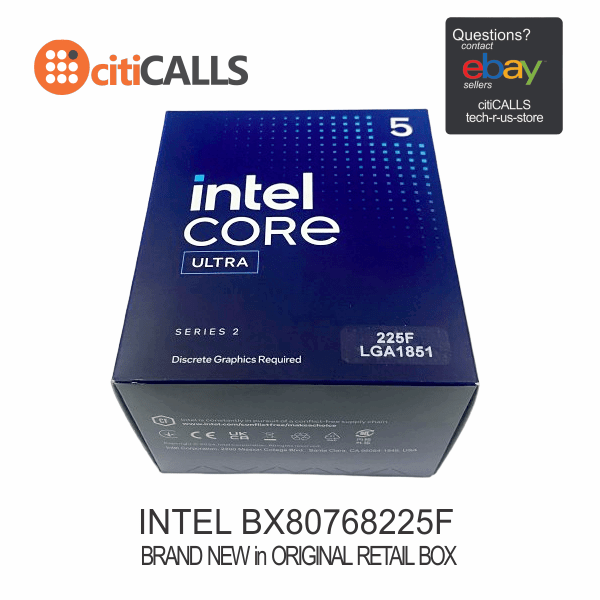 Intel BX80768225F Core Ultra 5 225F CPU Processor 20M Cache 4.9GHz