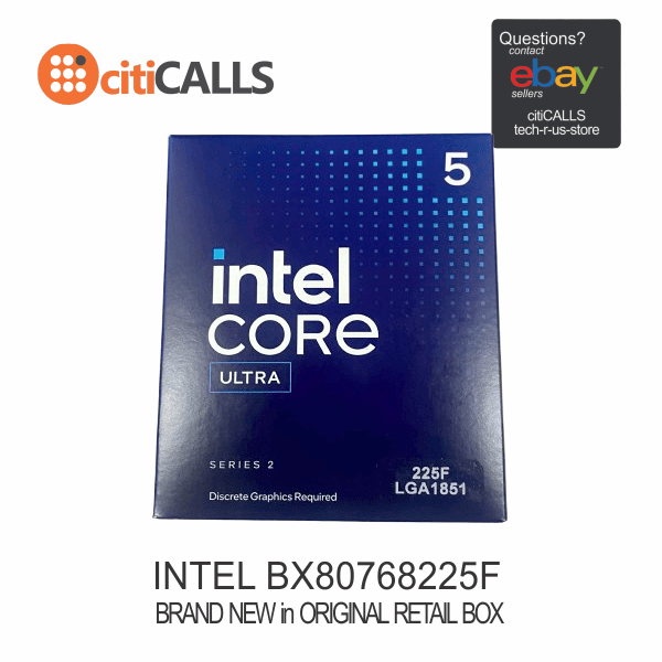 Intel BX80768225F Core Ultra 5 225F CPU Processor 20M Cache 4.9GHz FCLGA18W BOX