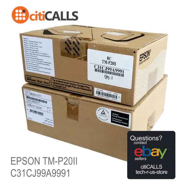Epson C31CJ99A9991 TM-P20II 2" Ultra Compact Portable Receipt Printer; Bluetooth