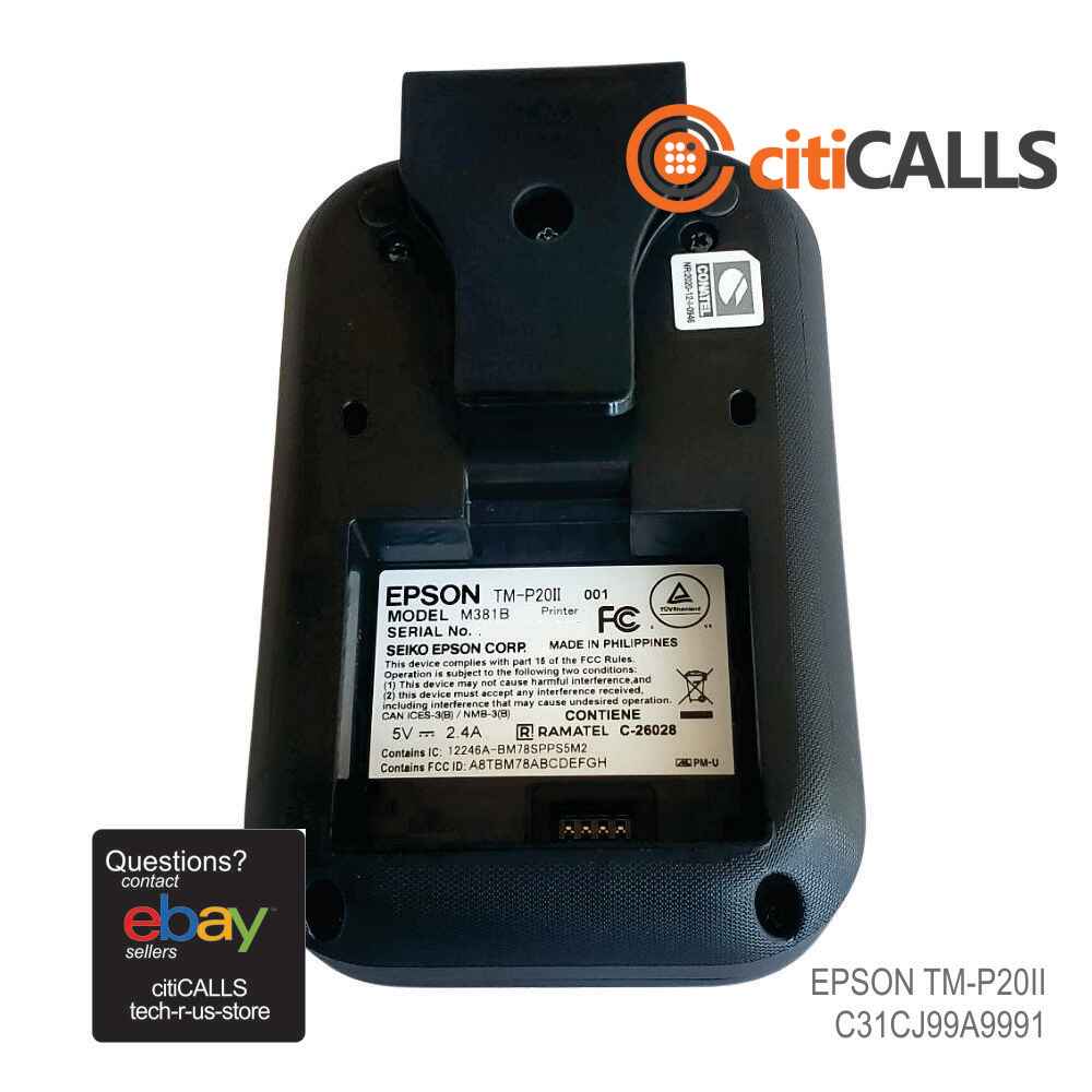 Epson C31CJ99A9991 TM-P20II 2" Ultra Compact Portable Receipt Printer; Bluetooth