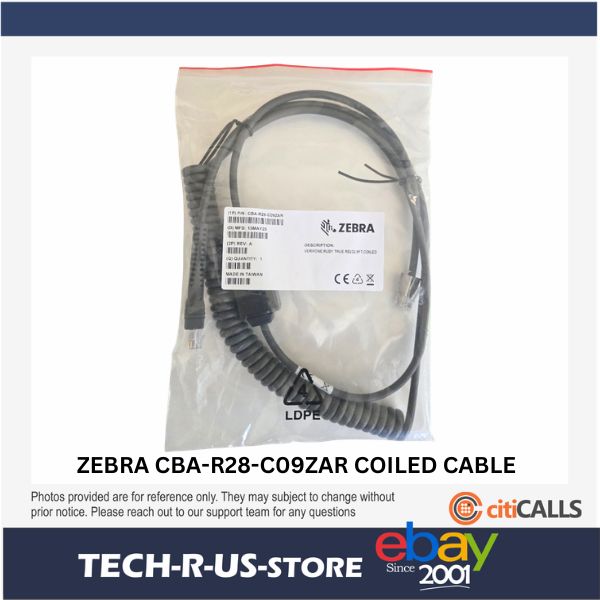 Zebra CBA-R28-C09ZAR 9FT Verifone RS232 Coiled Cable RJ45 mini-DIN Male Serial