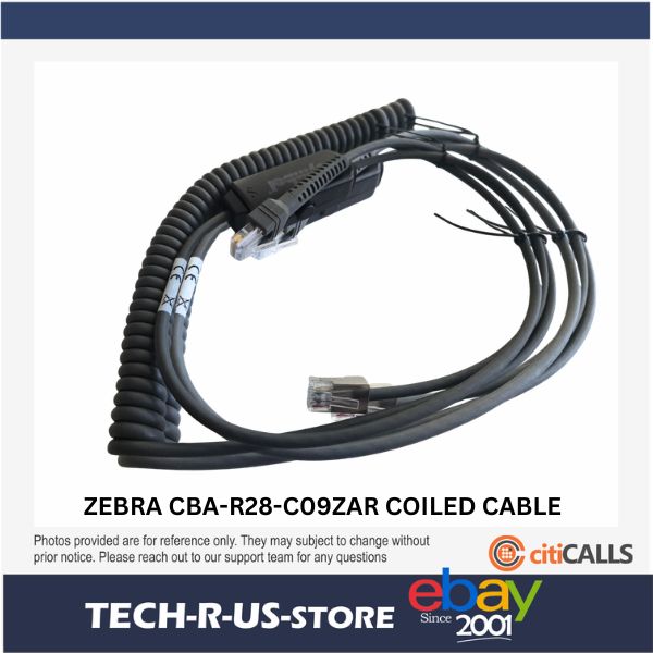 Zebra CBA-R28-C09ZAR 9FT Verifone RS232 Coiled Cable RJ45 mini-DIN Male Serial
