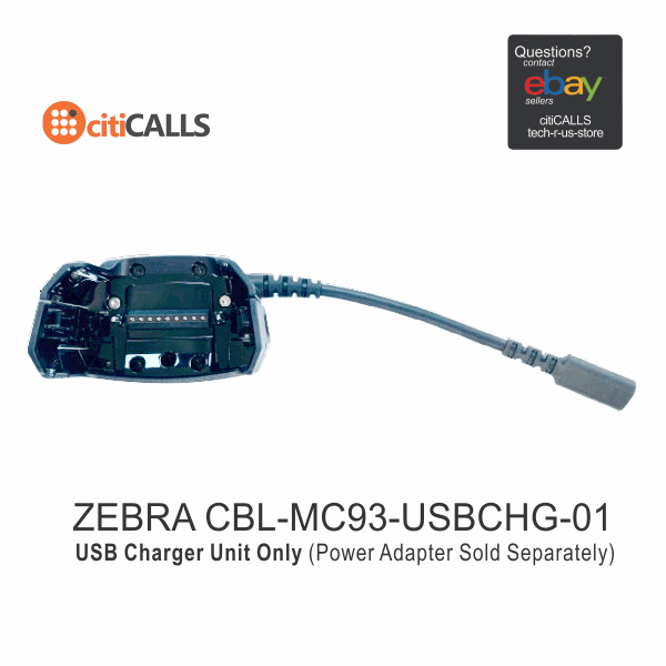 Zebra CBL-MC93-USBCHG-01 Snap-on USB Charging Cable requires Power Adapter