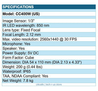 Synology CC400W (US) 4MP AI Surveillance Wi-Fi Camera IP65 Retail