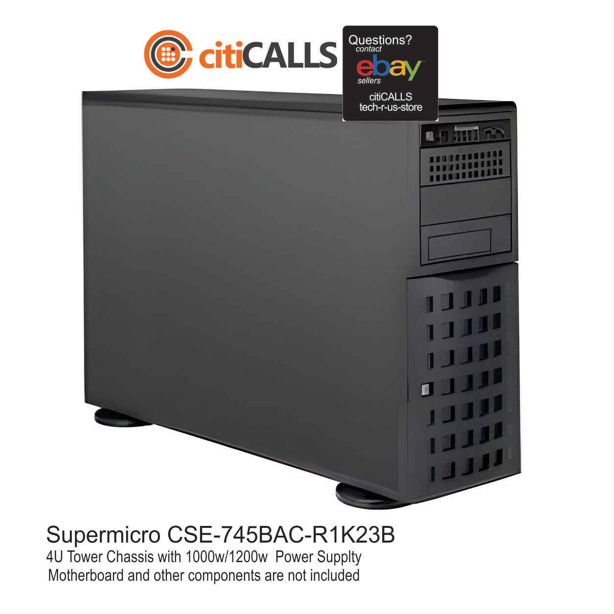 Supermicro CSE-745BAC-R1K23B Case 4U Full Tower 8x3.5"/2.5"Hot-Swappable 1230W