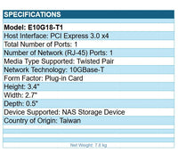 Synology E10G18-T1 10Gb Ethernet Adapter 1xRJ45 port PCIE Retail
