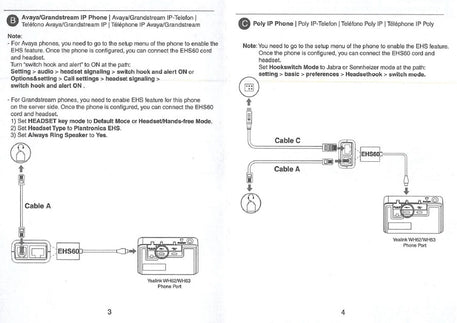 Yealink EHS60 EHS Wireless Headset Adapter for Avaya Cisco Grandstream Polycom