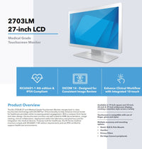 Elo E659793 2703LM 27-inch LCD DICOM 14 Medical Grade Touch Monitor Full HD PCAP