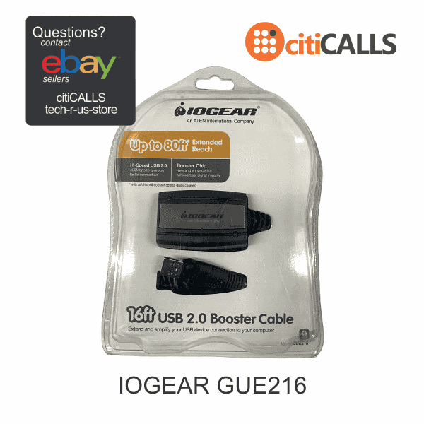 IOGEAR GUE216 USB 2.0 Booster Extension 16FT Cable Type A Male Type A Female