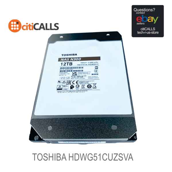 Toshiba HDWG51CUZSVA Hard Drive - 12TB 7200RPM SATA 6Gbps 3.5 N300 NAS Bare
