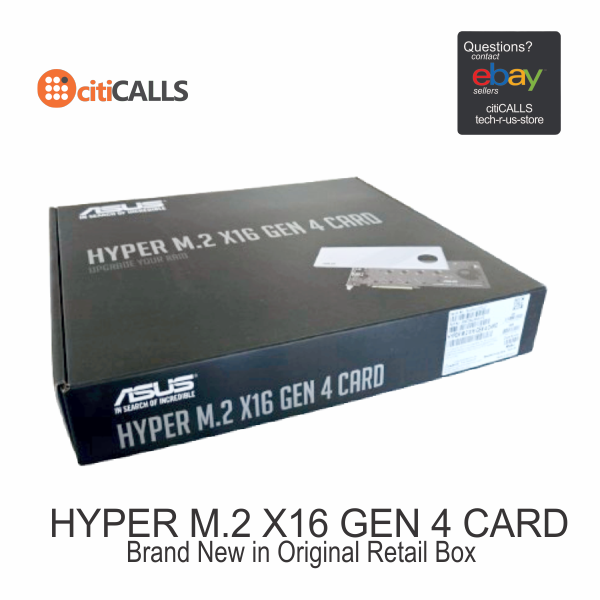 ASUS HYPER M.2 X16 GEN 4 CARD PCIe 4.0 X4 Expansion Card Supports 4 NVMe M.2