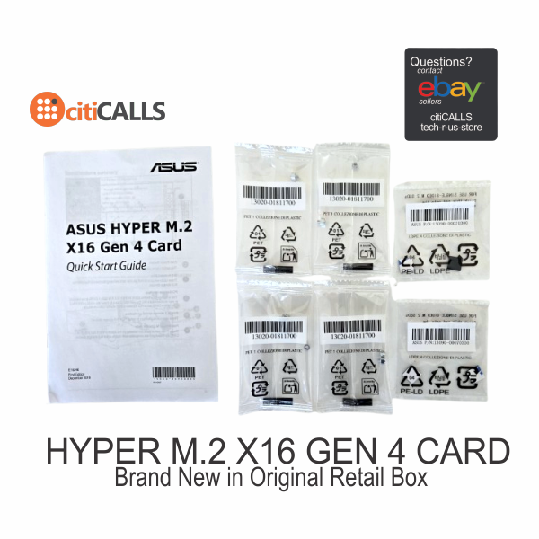 ASUS HYPER M.2 X16 GEN 4 CARD Accessory AMD 3rd Ryzen sTRX40 AM4 Socket Retail