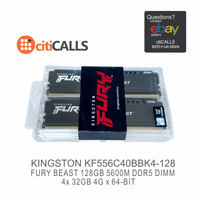 Kingston KF556C40BBK4-128 128GB (4x32GB) DDR5 5600MT/s CL40 FURY Beast Black XMP