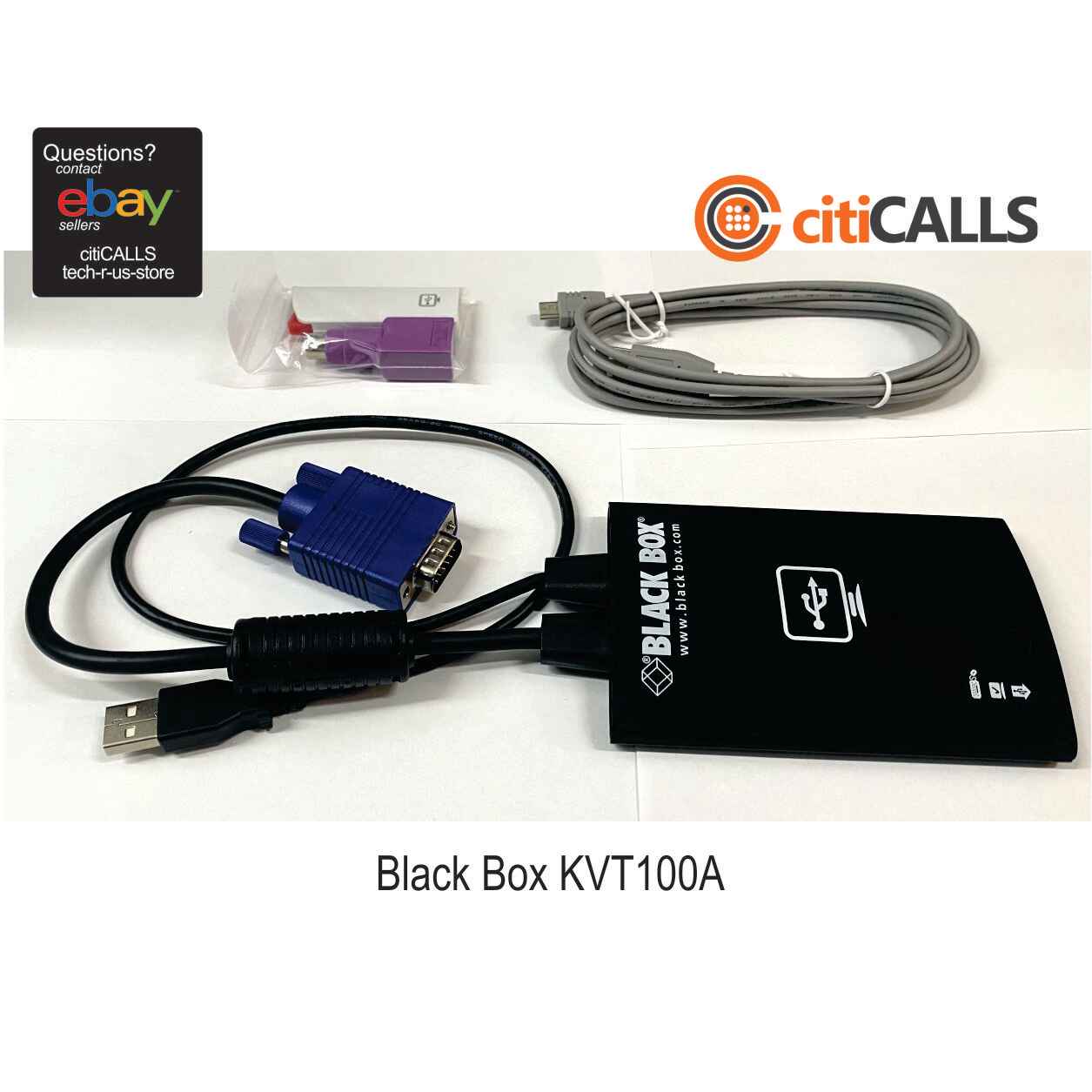 Black Box KVT100A USB Laptop Console Crash Cart Adapter VGA WUXGA USB MAC PC