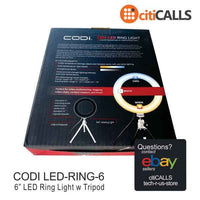 Codi LED-RING-6 6" LED Ring Light w Mini Tripod 3 Color Temp 10 Bright Levels