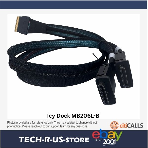 Icy Dock MB206L-B SlimSAS 8i SFF-8654 to 2x OCuLink 4i SFF-8611 Cable 0.5M