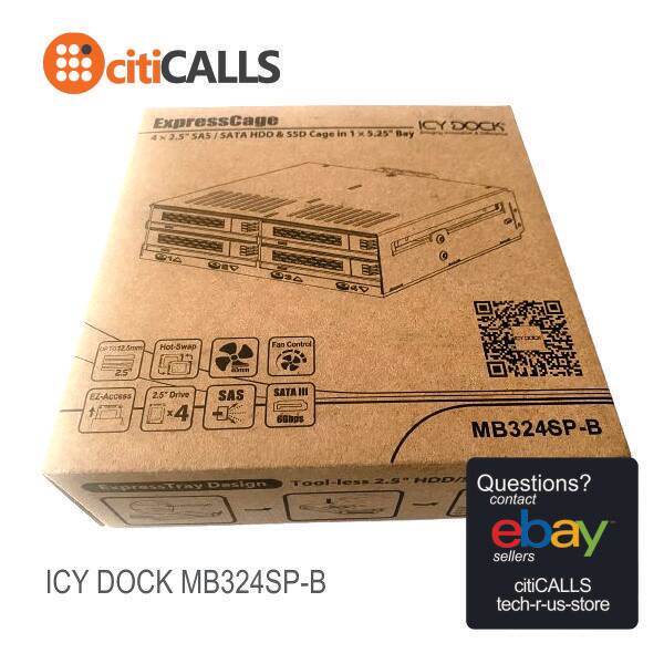 ICY DOCK MB324SP-B 4Bay 2.5 SAS SATA HDD SSD HS Mobile Rack f Single 5.25Bay