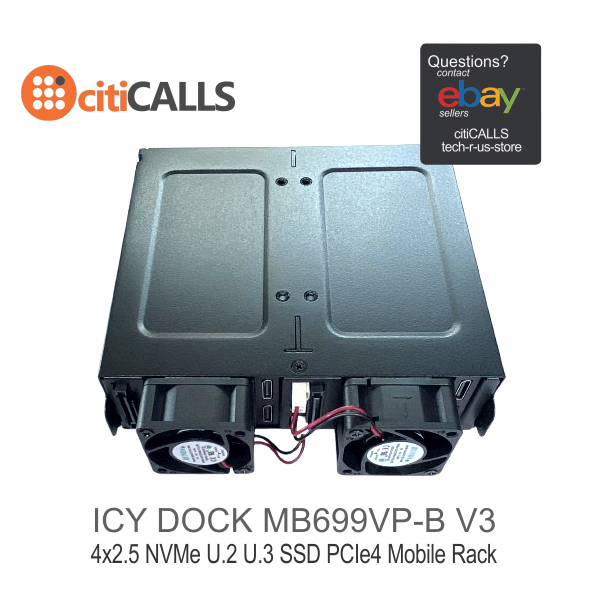 Icy Dock MB699VP-B V3 ToughArmor 4x 2.5" NVMe SSD PCIe Enclosure for 5.25" Ba