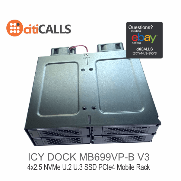 Icy Dock MB699VP-B V3 ToughArmor 4x 2.5" NVMe SSD PCIe Enclosure for 5.25" Ba